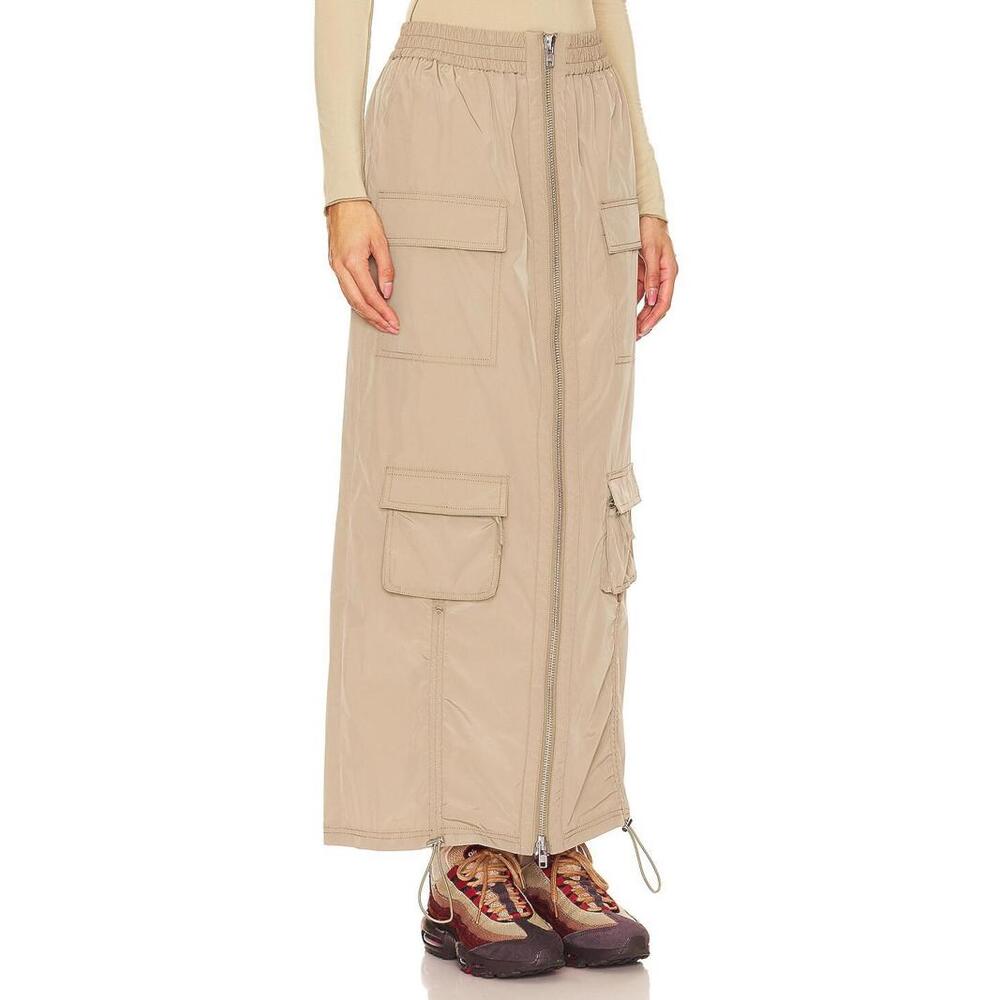 Revolve H:ours Khaki Elastic Waist Cargo Style Emerson Maxi Skirt S $238 msrp - Picture 2 of 10